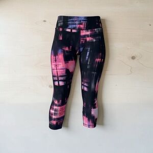Calvin Klein Black Pink and Blue Abstract Print Leggings